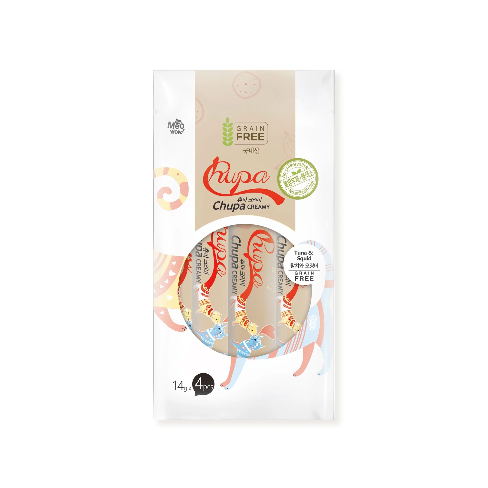 56g(14gx4ea) Xốt thịt thật cho mèo Chupa Creamy(Ca Ngu & Muc)