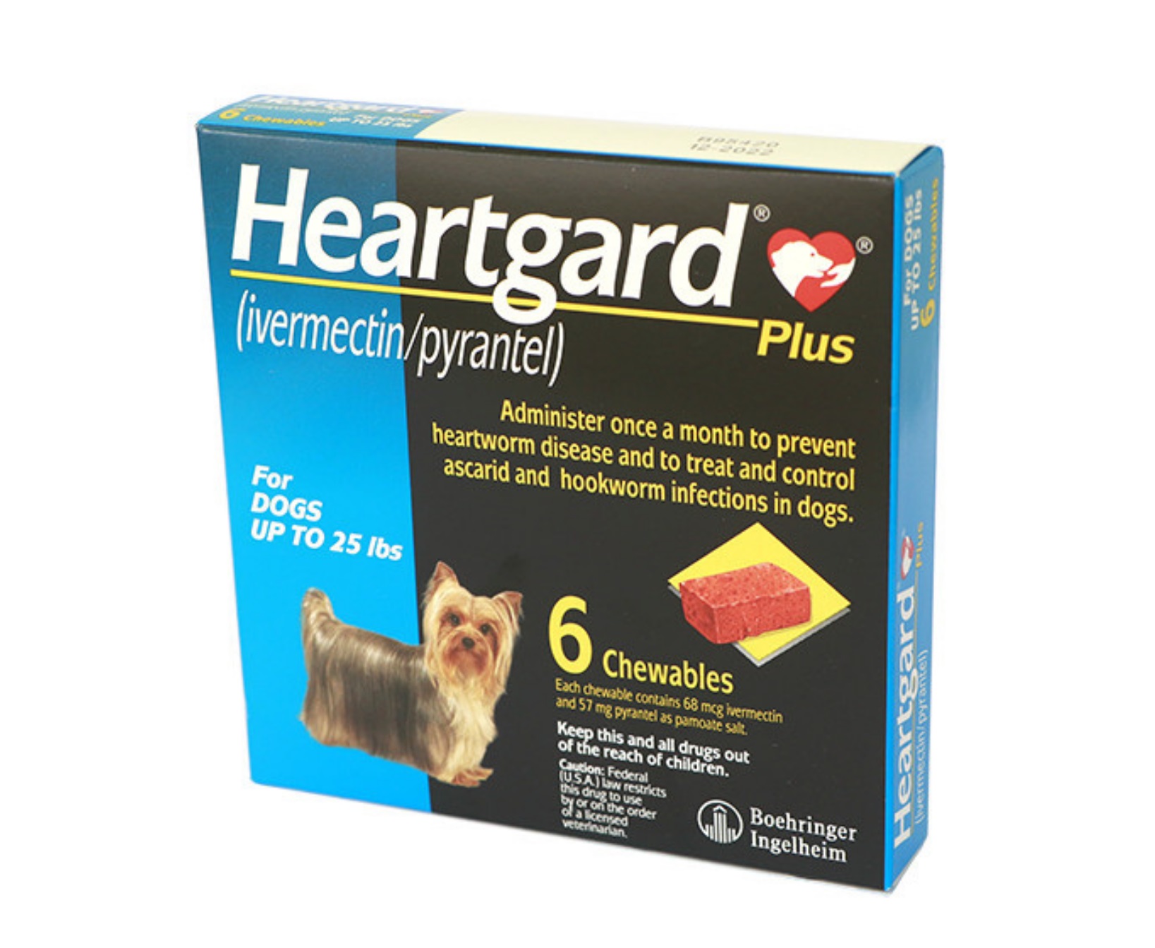 size S (<11.5kg) HEARTGARD® PLUS Viên nhai xổ giun đũa, giun móc, giun tim dành cho chó
