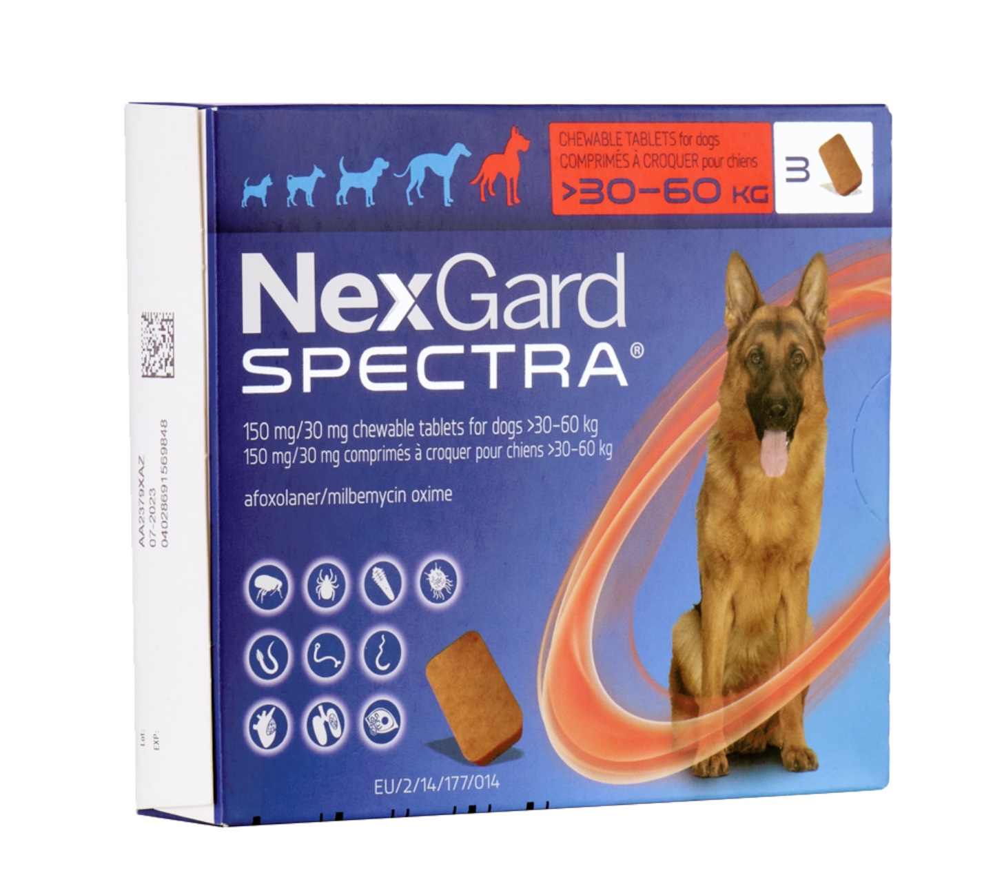 size XL (30 - 60kg) NexGard SPECTRA - Viên nhai phòng & trị nội, ngoại ký sinh dành cho chó