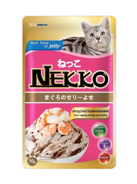 70g Pate mèo Nekko Jelly Tuna & Shrimp (Cá ngừ và Tôm)